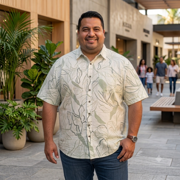 Camisa Tropical de Manga Corta para Hombre Plus Size